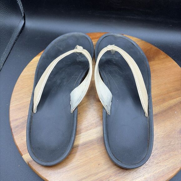 Olukai Kulapa Kai Womens Size 10 Sandals Flip Flop Thong Flats Gold Black - Picture 8 of 9